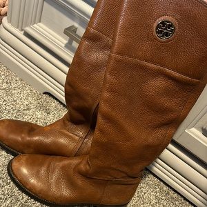 TORY BURCH tall brown leather riding boots